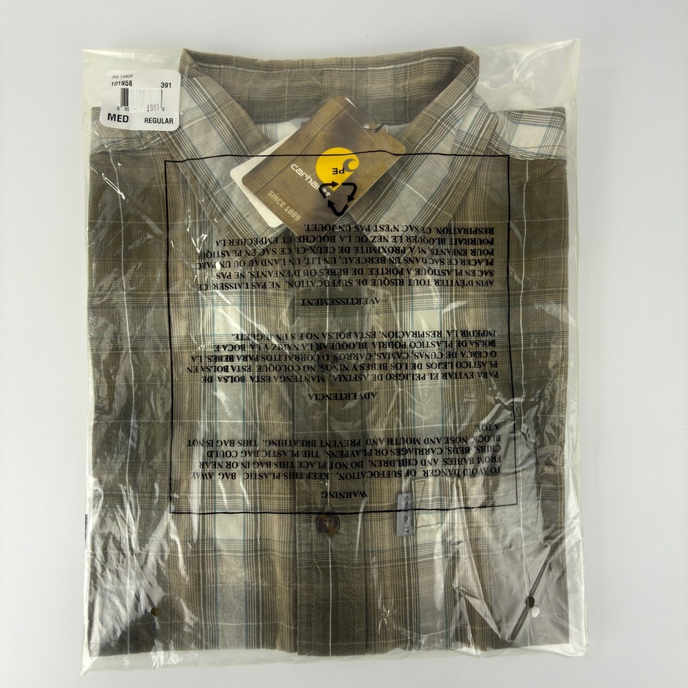 Carhartt Essential Plaid Short Sleeve Shirt 101958 Mens Medium Relaxed Fit NWT